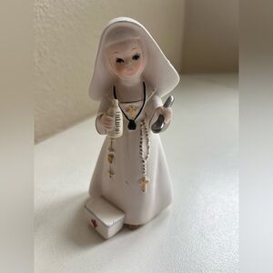 Porcelain Nurse Figurine in White vintage Japan 1962